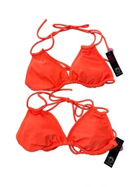 2x NOBO No Boundaries NWT Juniors Neon Orange Halter Bikini Top